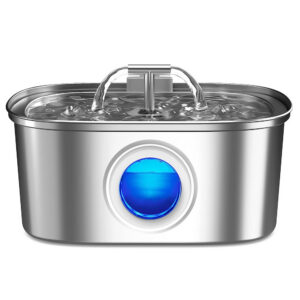 1005006565565038_0 Automatic Cat Fountain With Water Level Window Stainless Steel Quiet Pump
