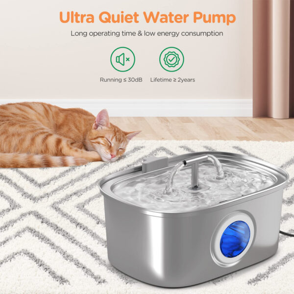1005006565565038_2 Automatic Cat Fountain With Water Level Window Stainless Steel Quiet Pump