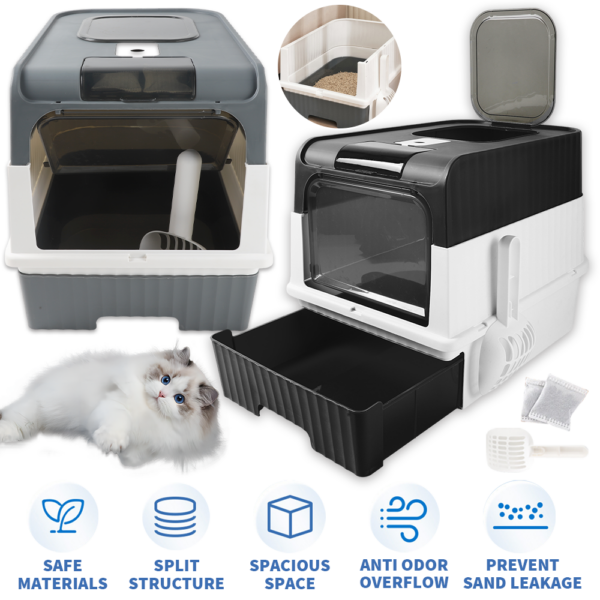 1005011941858199_0 Enclosed Cat Toilet With Litter Scoop For Home Pets Supplies Free Shipping