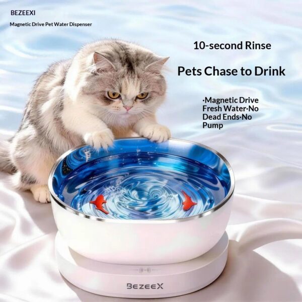 Wireless Cat Water Fountain 100 Days Long Battery Life Ultra Quiet Magnetic