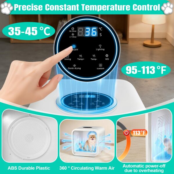 Low Noise Blower Portable Pet Hair Dryer Machine Adjustable Temperature
