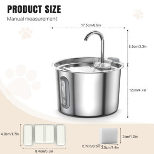 Pet Water Fountain With Visible Window And 2 Filters