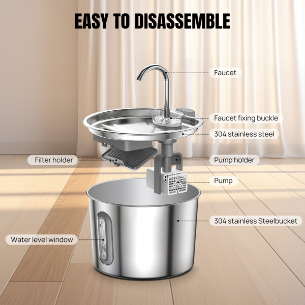Pet Water Fountain With Visible Window And 2 Filters